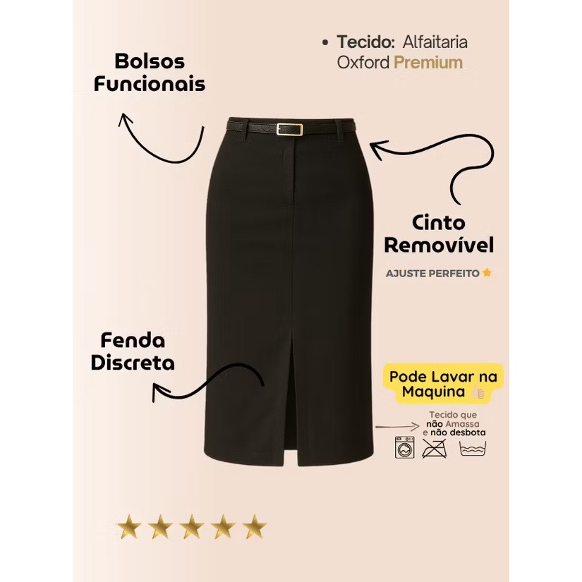 Saia Mídi Alfaiataria Evangélica PROMOÇÃO em Oferta na Shopee