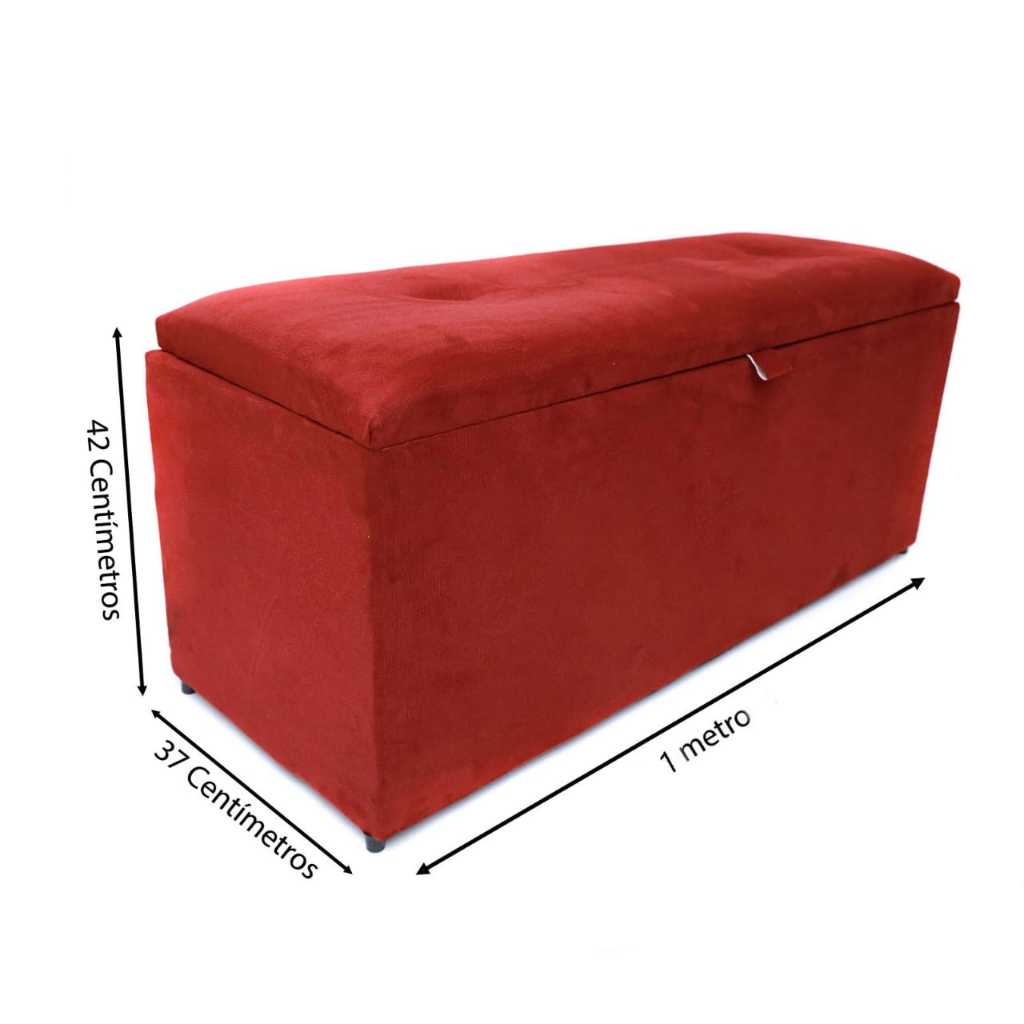 Báu Puff vermelho Pé de Cama Organizador Guardar Brinquedos Quarto 1 Metro Criança