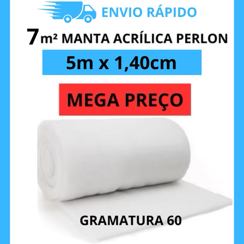 Kit com 7m² Manta Acrílica Perlon para Filtros de Aquários e Lagos - Tamanho 5m x 1,40m em Oferta na Shopee