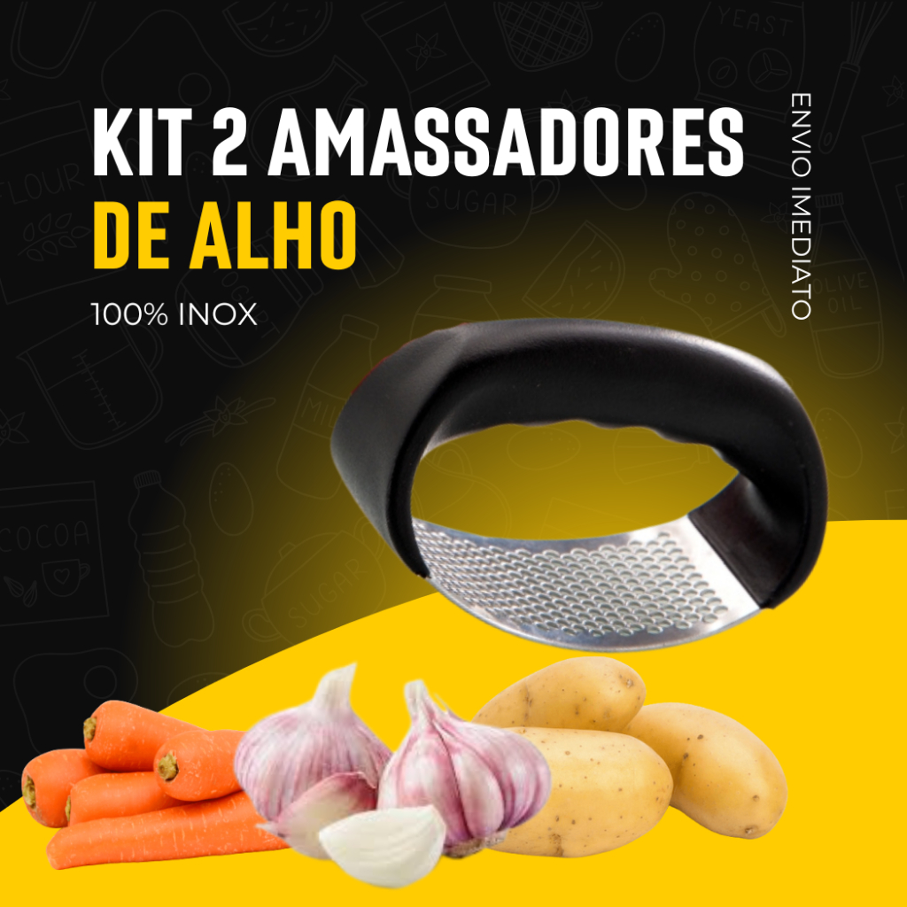 Espremedor de Alho Inox Amassador Triturador Fácil Limpeza Cozinha Chef Premium