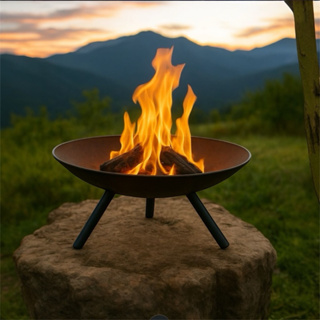 Lareira a Lenha Portátil 55cm em Aço Rústico – Ideal para Jardim, Varanda e Camping em Oferta na Shopee