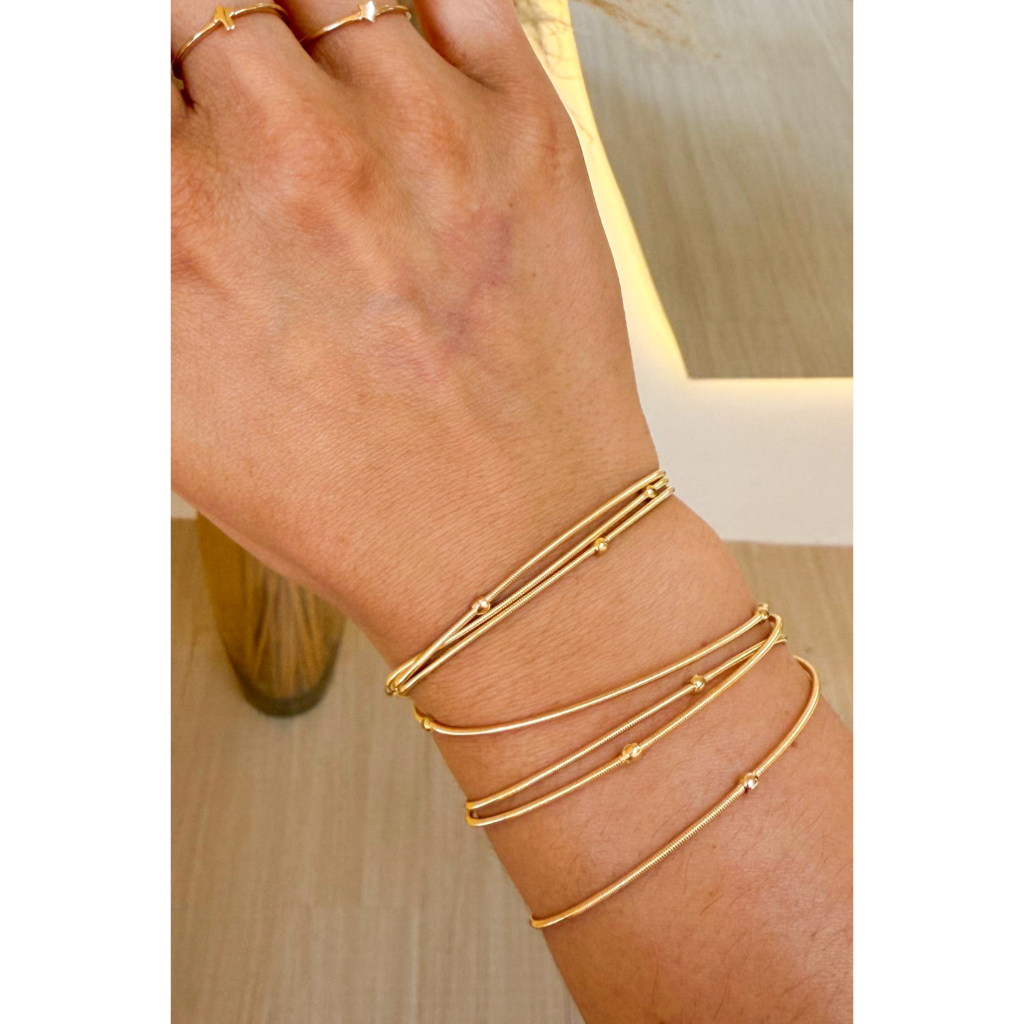 Pulseira bracelete feminina corda de violão com bolinhas banhada a ouro dourada colar gargantilha mix
