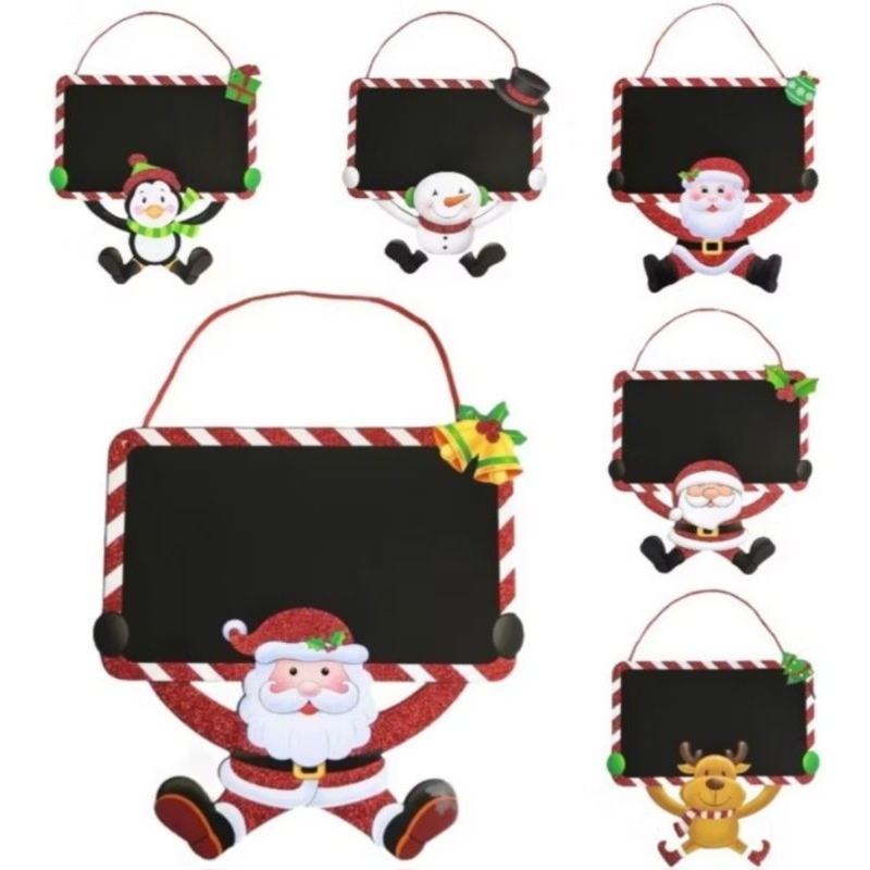 Quadro de Aviso Natalina Placa Decorativa Porta Recados Papai Noel, Boneco de Neve,Pinguim Fofos