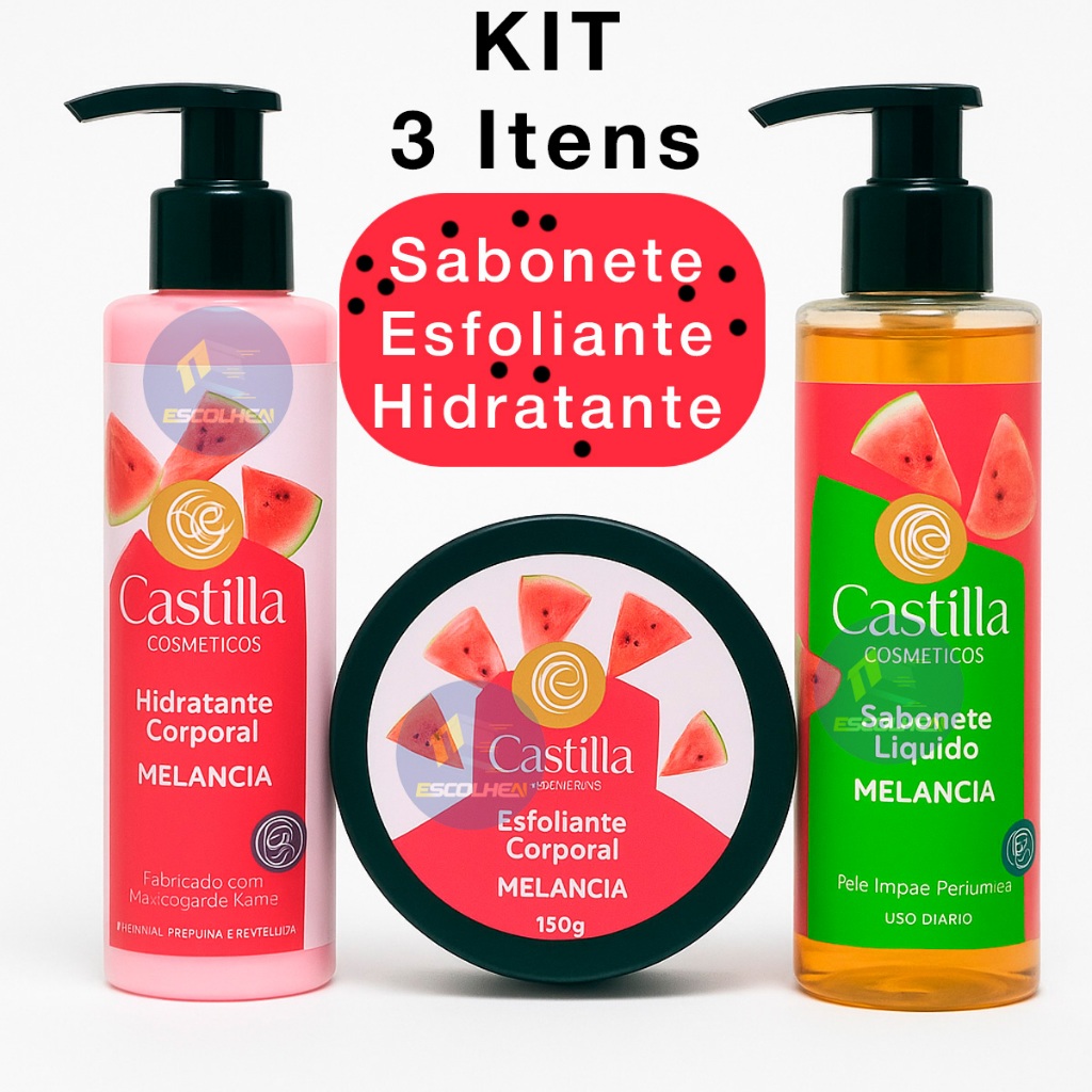 Kit Com Hidratante Esfoliante e Sabonete Líquido Leve 3 Pague 1 Frete