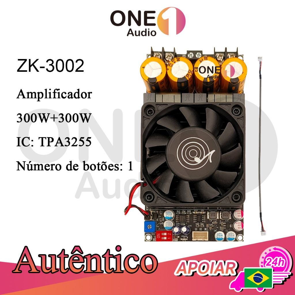 OneAudio ZK-3002 Amplificador Digital TPA3255 300W×2 / 600W Mono – Hi-Fi Potente com Refrigeração Automática em Oferta na Shopee