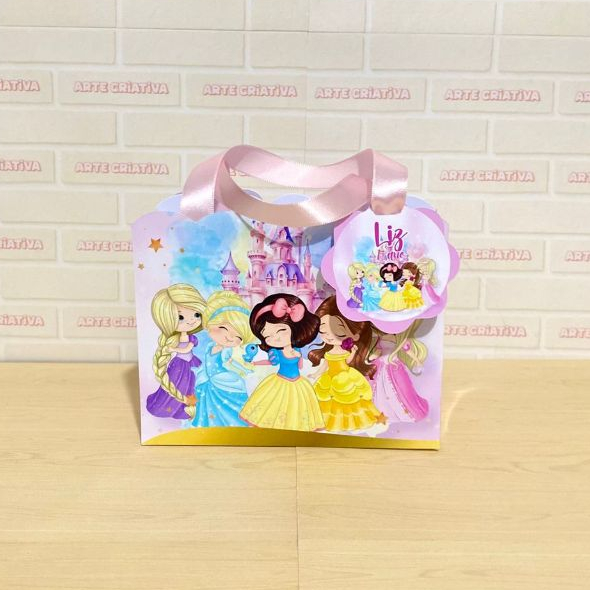 Lembrancinha Personalizada Sacolinha Ondas Pequena com Tag Princesas Cute PEGUE E MONTE em Oferta na Shopee
