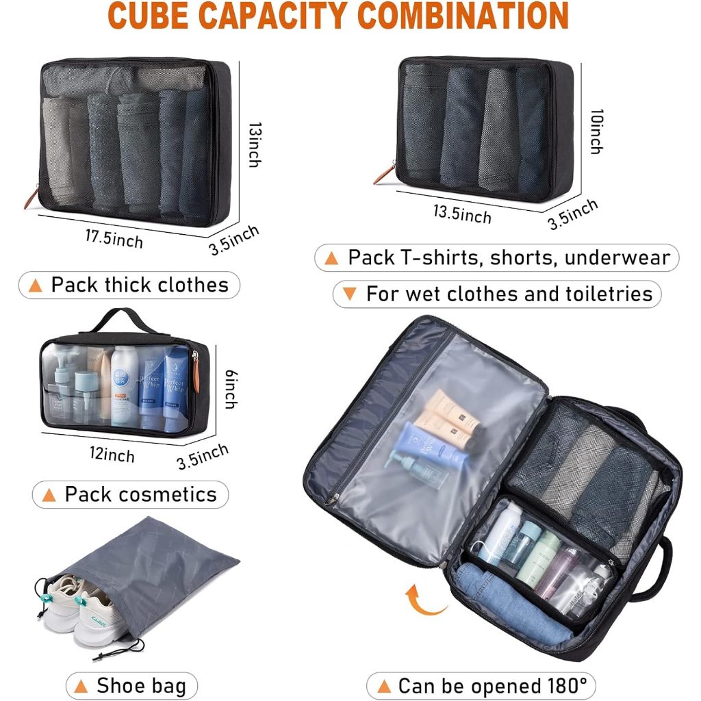 Mochila De Viagem 4 Em 1 Grande Mochila  E Feminina À Prova D'água Reforçada Expansível — foto 6
