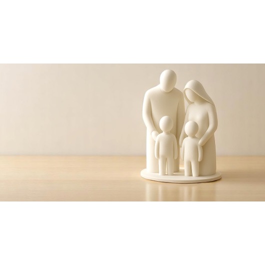Estatua da familia com uma ou duas crianças