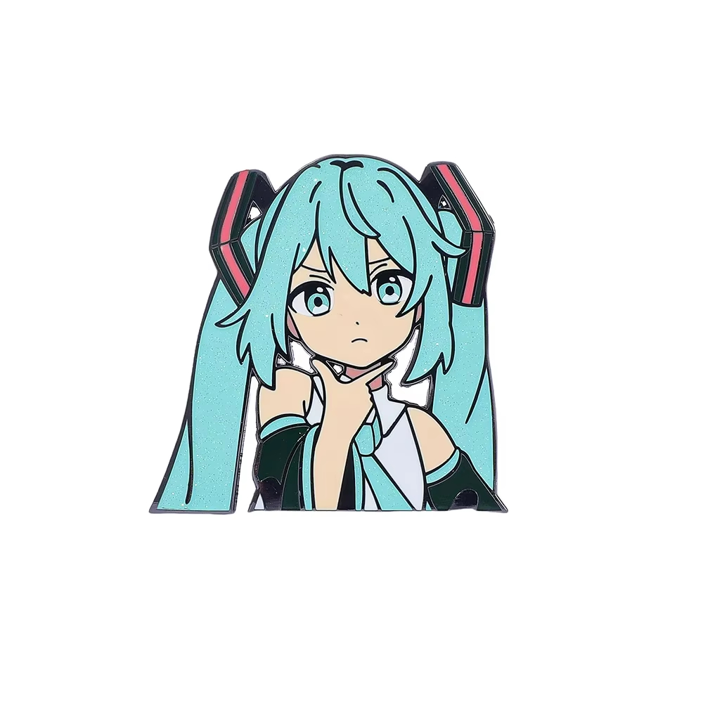 Pin Hatsune Miku 5cm Broche Bottom Metal Anime Kawaii Acessório Decoração Mochila Roupas
