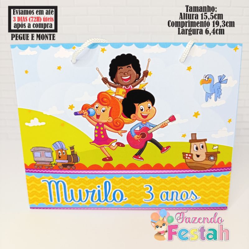 Sacolinha(M) 3 PALAVRINHAS personalizada - lembrancinha de festa - aniversário - sacolinha surpresa