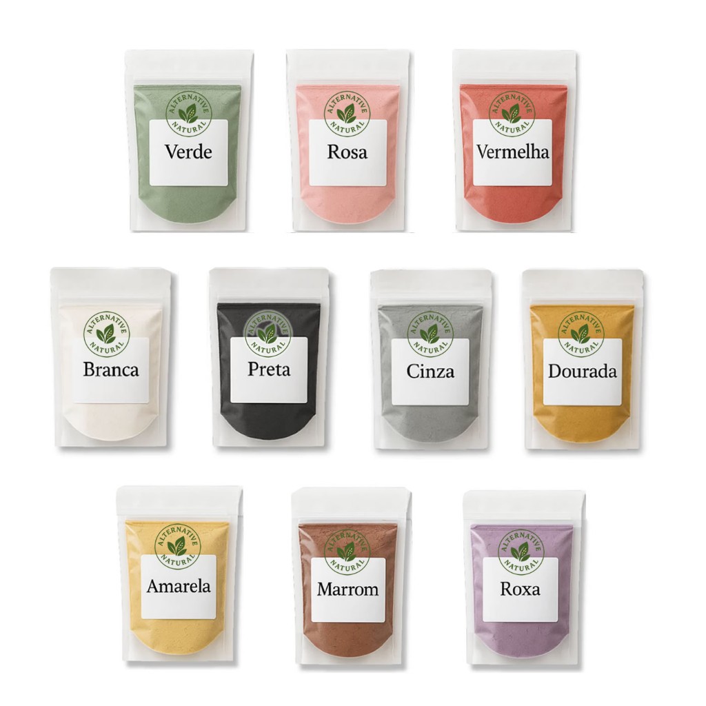 Kit Argila Máscara Facial Capilar Pele Oleosa Acneica Limpeza 100% Natural Acne e Impurezas 100% natural