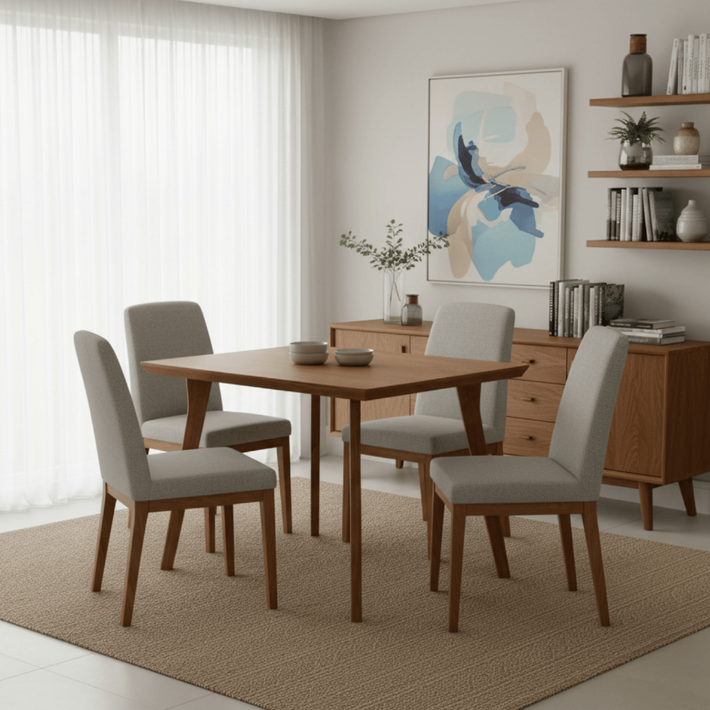 Mesa jantar 80x80 100% Madeira Maciça Sala Jantar Cozinha Tampo Resistente Agua Apartament...