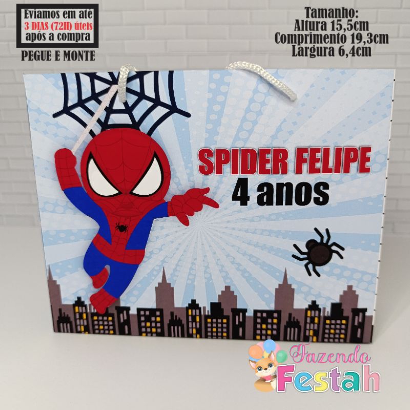 Sacolinha(M) HOMEM ARANHA CUTE personalizada - lembrancinha de festa - aniversário - sacolinha surpresa