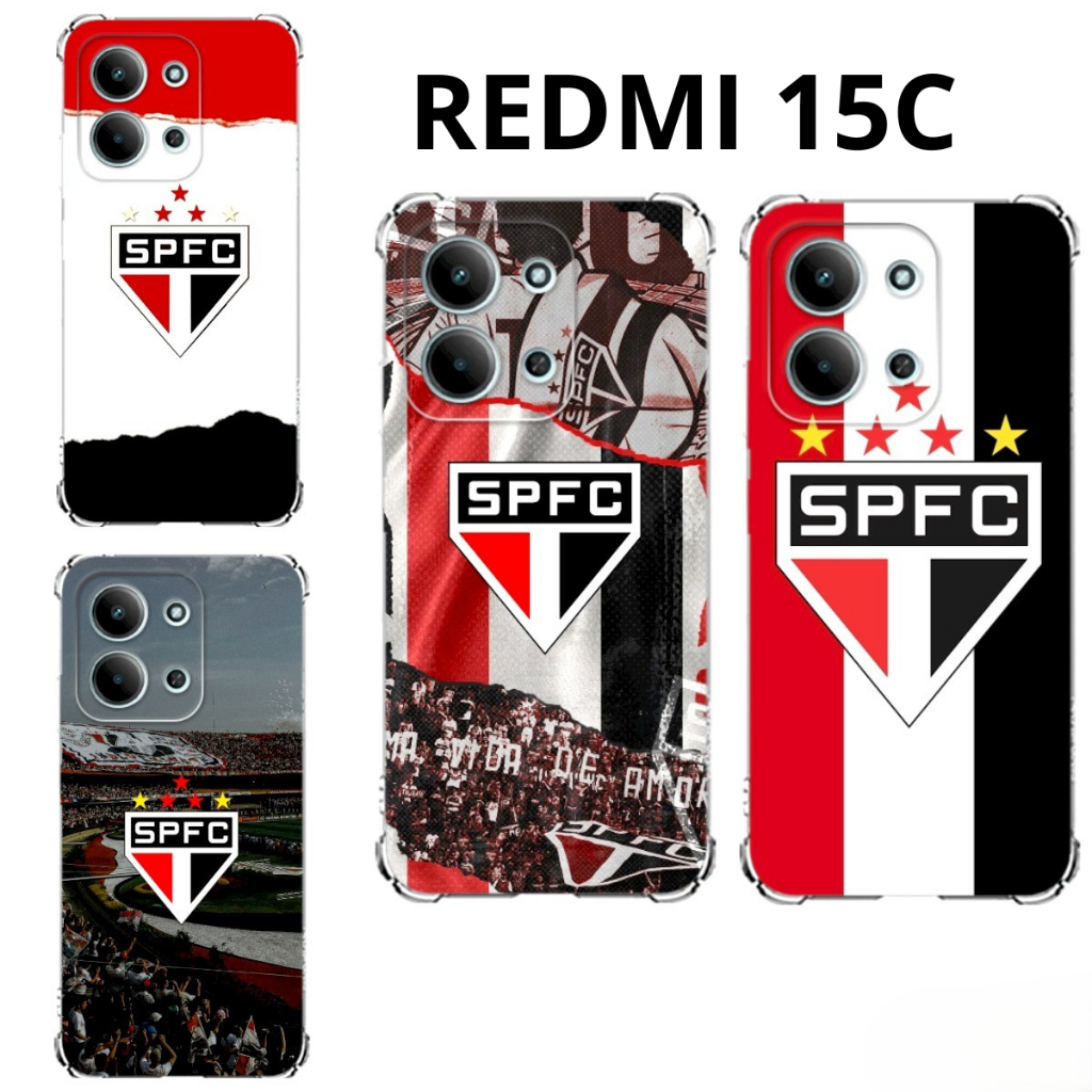 Redmi 15C Capa Inspirada no Tricolor REDMI 15C Capinha Case TPU Time São Paulo SPFC Xiaomi