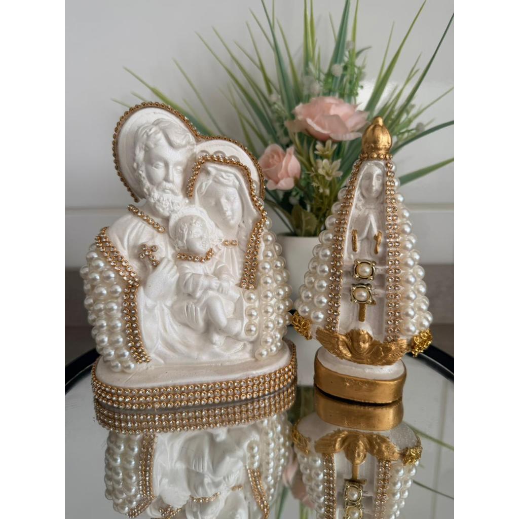Kit Nossa Senhora Aparecida 15cm + Sagrada Família 15cm