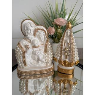 Kit Nossa Senhora Aparecida 15cm + Sagrada Família 15cm em Oferta na Shopee