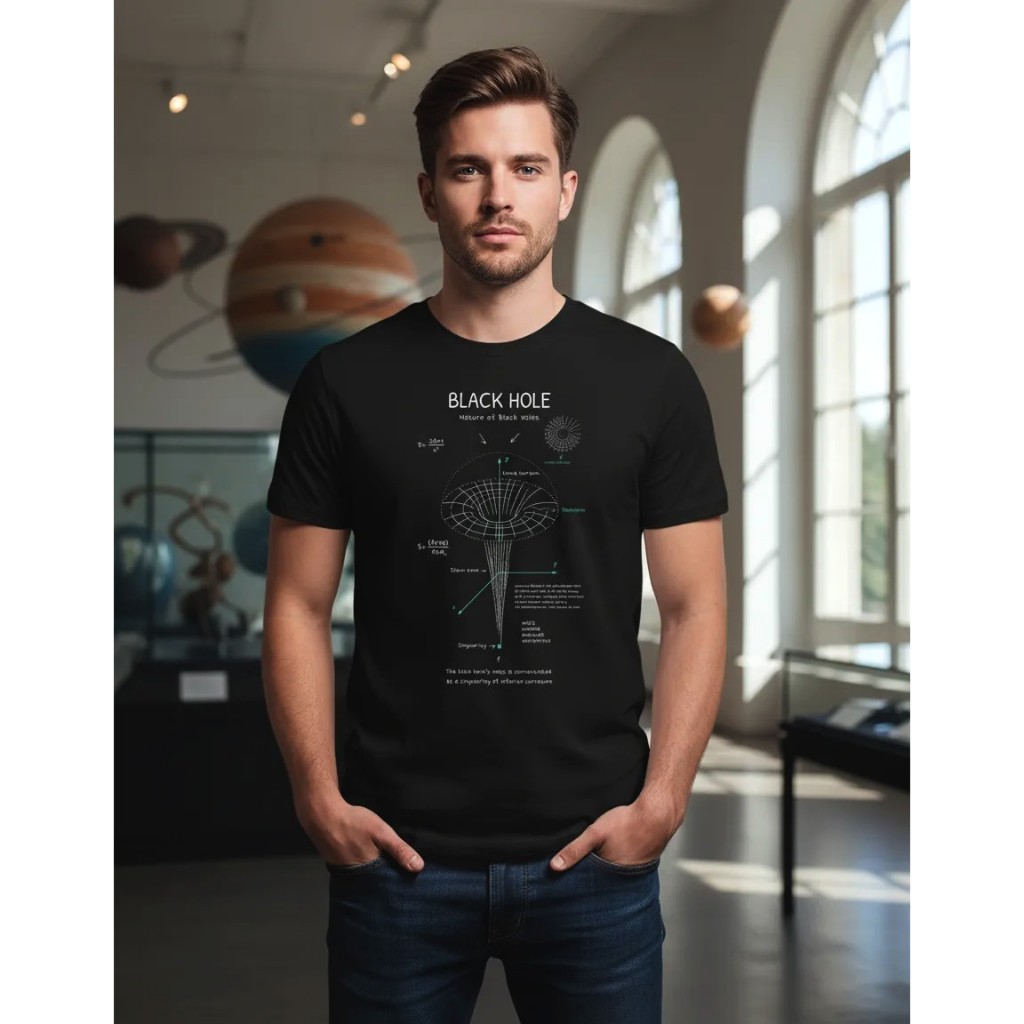 Camiseta Buraco Negro Interstellar Albert Einsten Teoria da Relatividade Camisa Modelo Masculina Astronomia