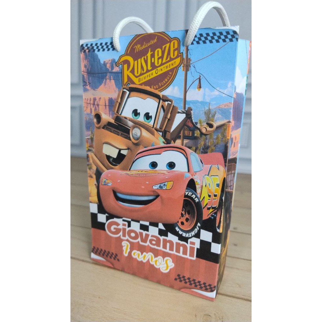 MINI Sacola Surpresa  CARROS - Festa Infantil - Com Alça - Personalizada - Pegue e Monte