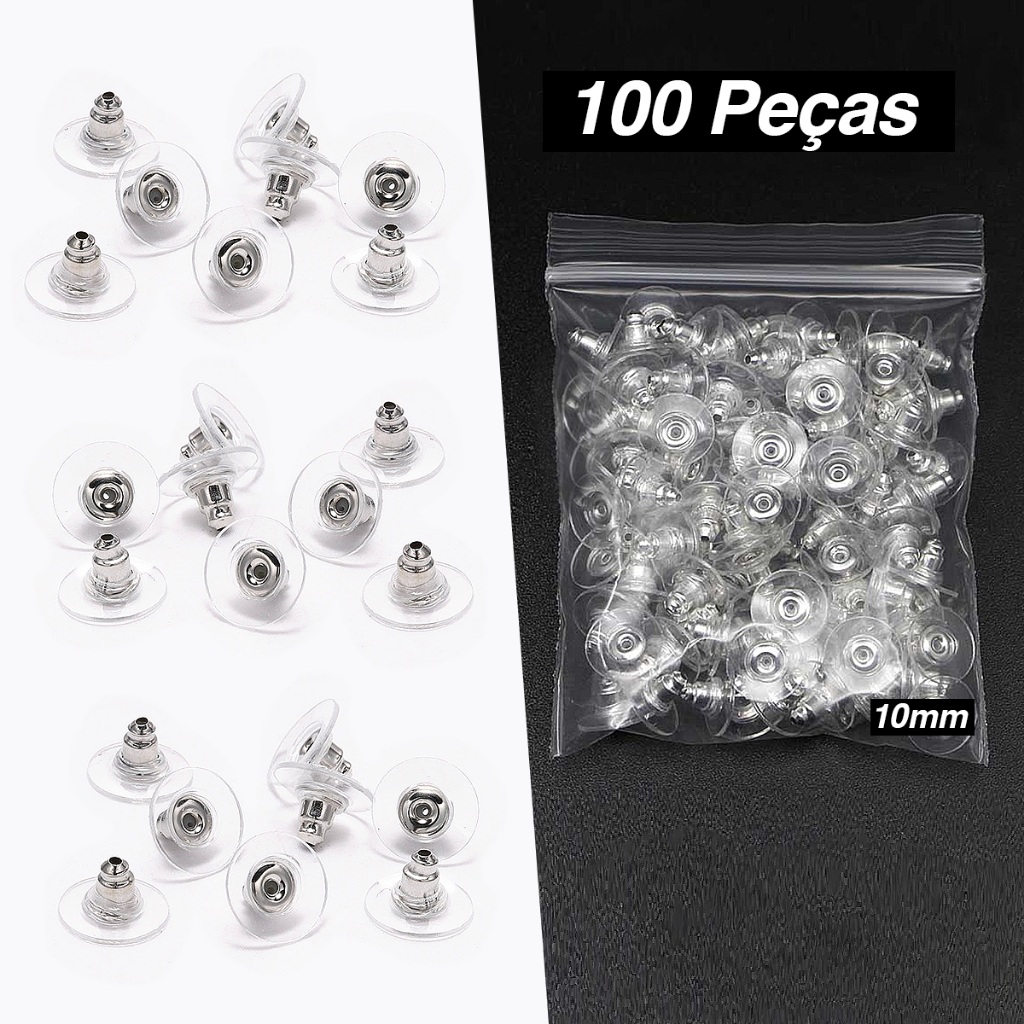 Tarraxa Brinco Sutiã De Orelha Prata - 100 Pçcs em Oferta na Shopee