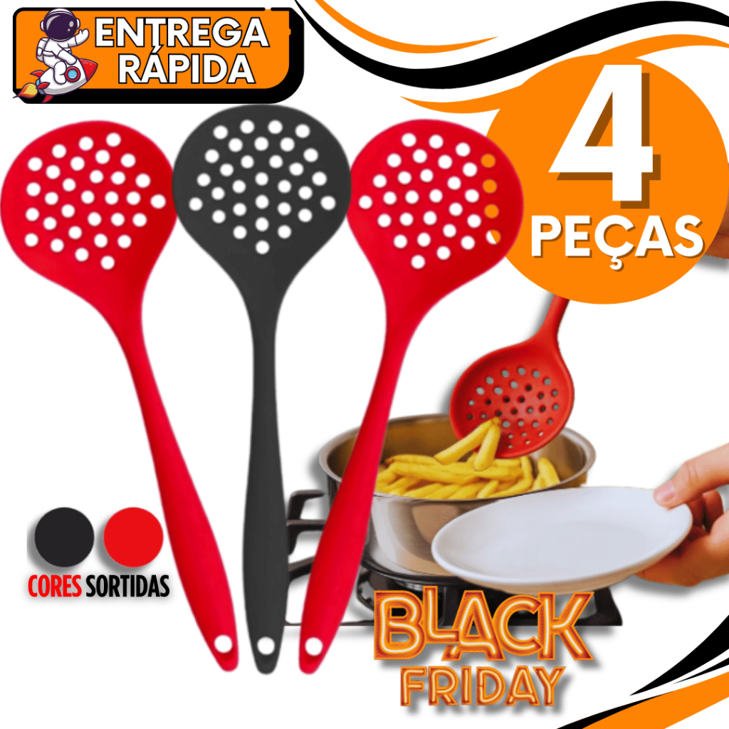 Escumadeira em Silicone para Cozinha Resistente a Altas Temperaturas Multiuso Utilidades
