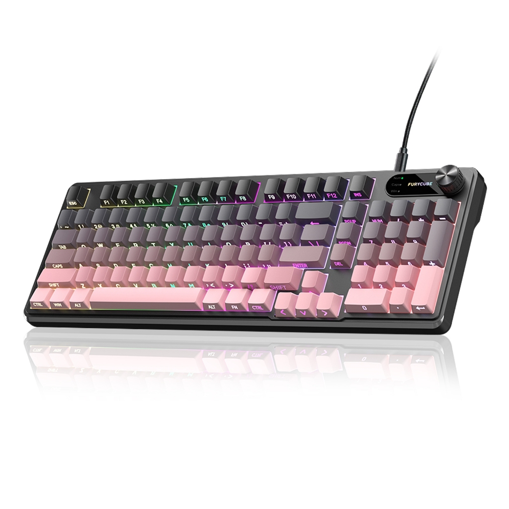 Teclado Membrana com fio RGB Silenciosa à prova d'água Escritório Plug and Play Tecla PBT Mac Win PC