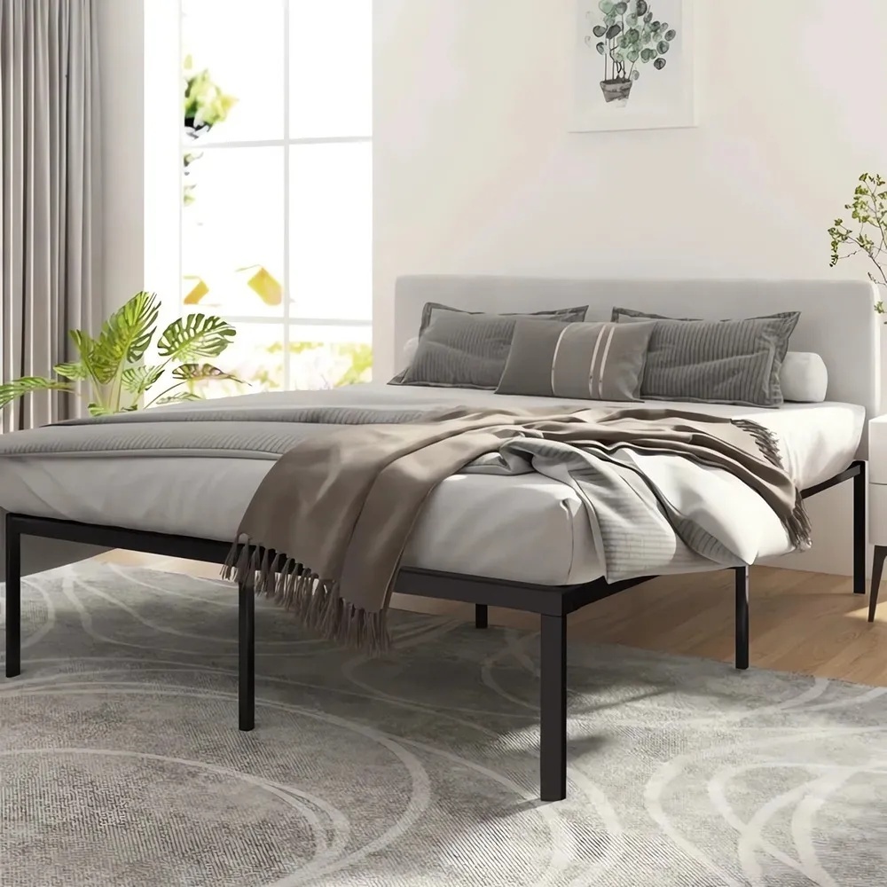 Estrutura De Cama De Metal, Casal, Com Espaço De Armazenamen Cor Preto · foto 2