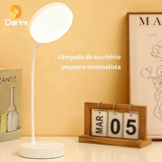 Luminária de Mesa LED Flexível 360° com Suporte para Celular e 3 Modos de Luz – Recarregável USB