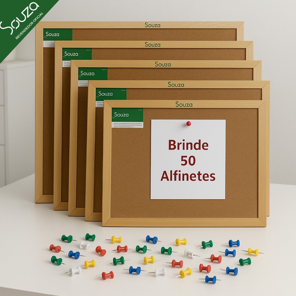 Quadro Lousa Cortiça + 50 Alfinetes Moldura Madeira Avisos Recados Anotações Fotos em Oferta na Shopee