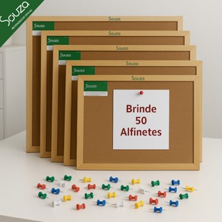 Quadro Lousa Cortiça + 50 Alfinetes Moldura Madeira Avisos Recados Anotações Fotos em Oferta na Shopee