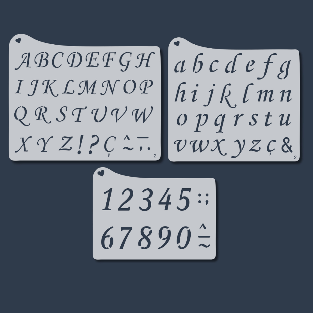 Stencil para Pintura Alfabeto Letras e Números Molde Artesanato Abecedário para Tecido, Confeitaria