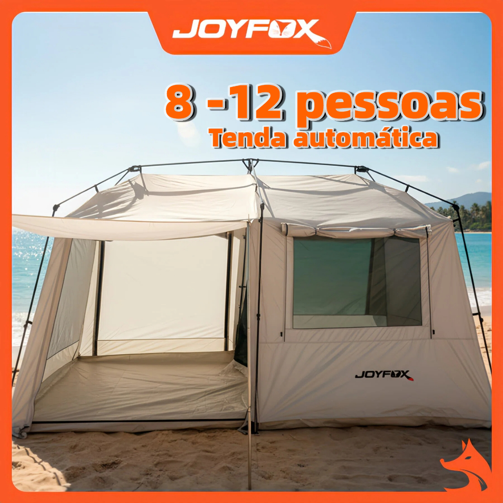 JOYFOX Barraca Camping Acampamento 8-12 Pessoas Montagem automática da tenda 380*260*200cm
