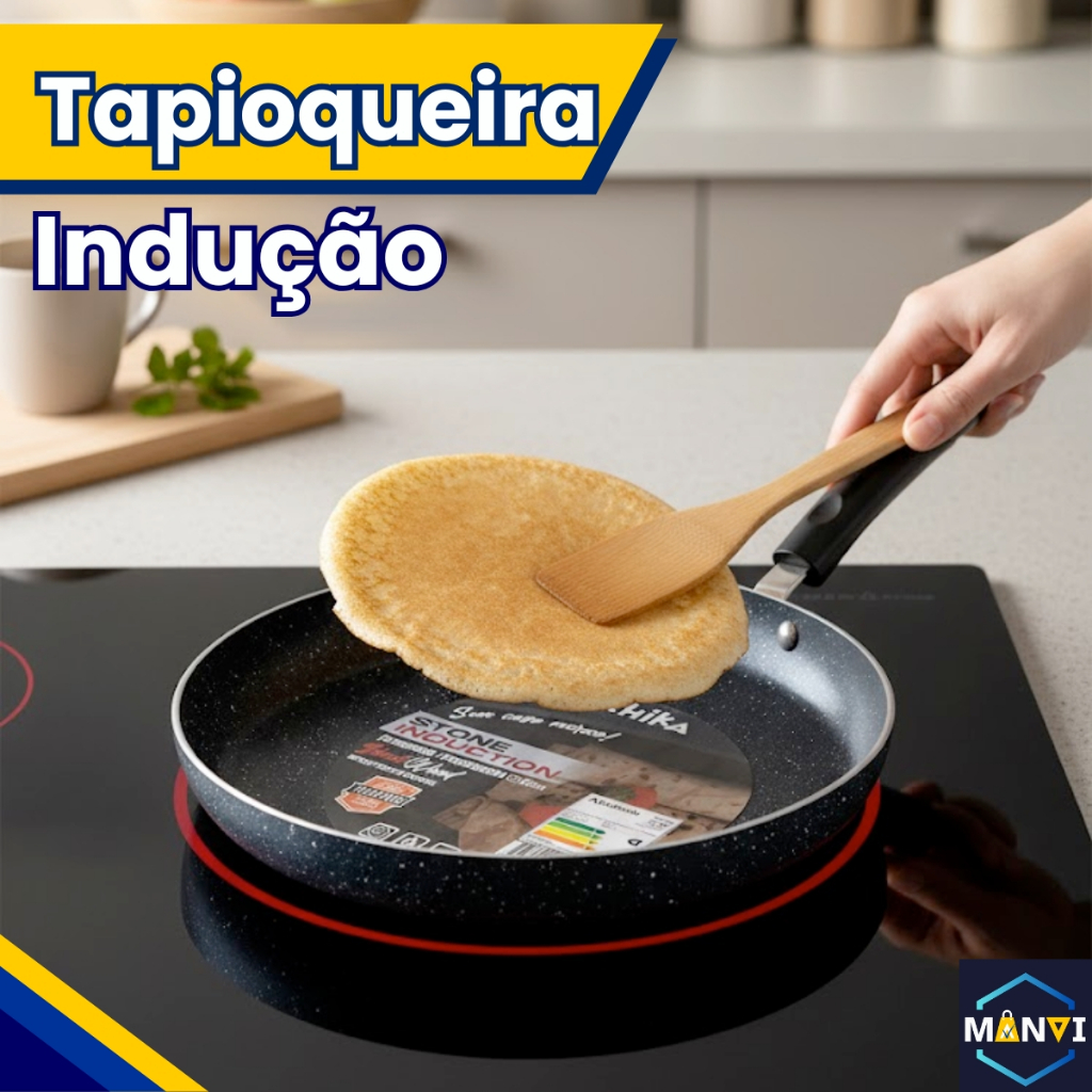 Frigideira Panquequeira Antiaderente Fogão Indução 26cm Tapioca Ovos Cozinha Não Gruda