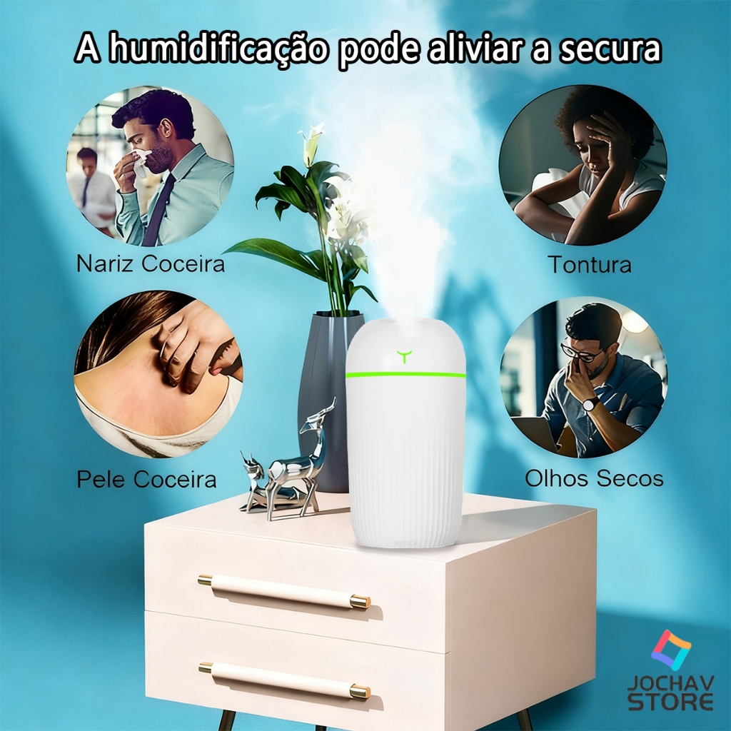 Difusor Aromatizador De Ambiente Umidificador De Ar Bivolt Ultrassônico Portátil Eletrico USB Com Luz Noturna Colorida