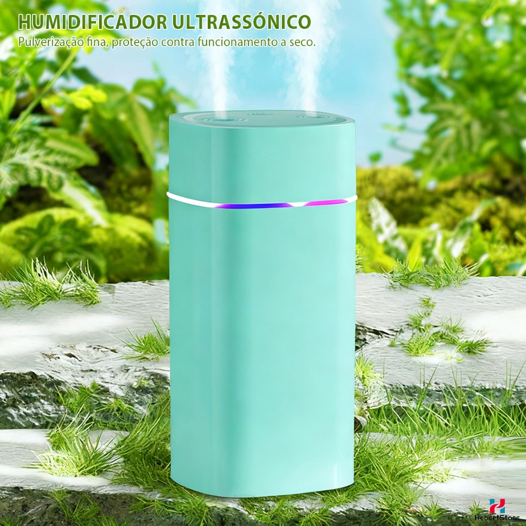 Umidificador De Ar   Multifuncional Com Led Ultrassônico Para Quarto Bico Duplo ​Aromatizador De Ambiente 600ml