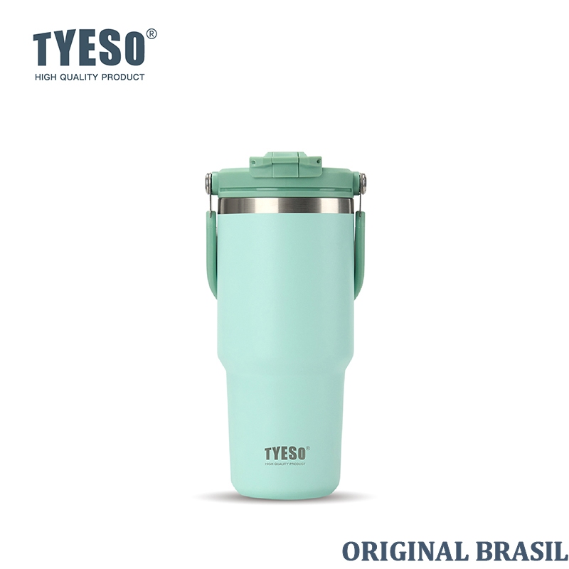 TYESO Garrafa Térmica de Aço Inoxidável com Tampa Flip e Alça 1050ml Isolamento Térmico Frio e Quente em Oferta na Shopee
