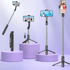 Tripé de bastão de selfie para celular de, controle remoto integrado, portátil, escalável