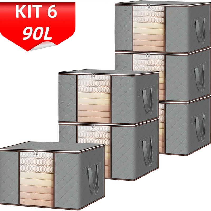 Caixa Organizadora 90L/35L para Roupas com Tampa – Anti-Poeira/Umidade/Insetos | Ideal para Cobertores e Casacos em Oferta na Shopee
