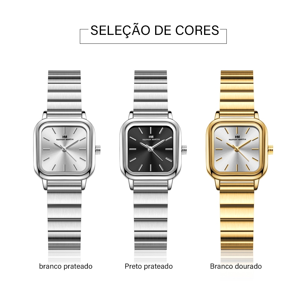 Hannah Martin Relogio Feminino Originais À Prova D'água Relógios Casuais Com Pulseira De Aço Inoxidável Relógio