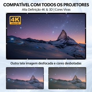 Tela de Projeção 100 Polegadas 4K HD em Tecido Poliéster Grosso – Frontal e Traseira Portátil para Cinema em Casa em Oferta na Shopee