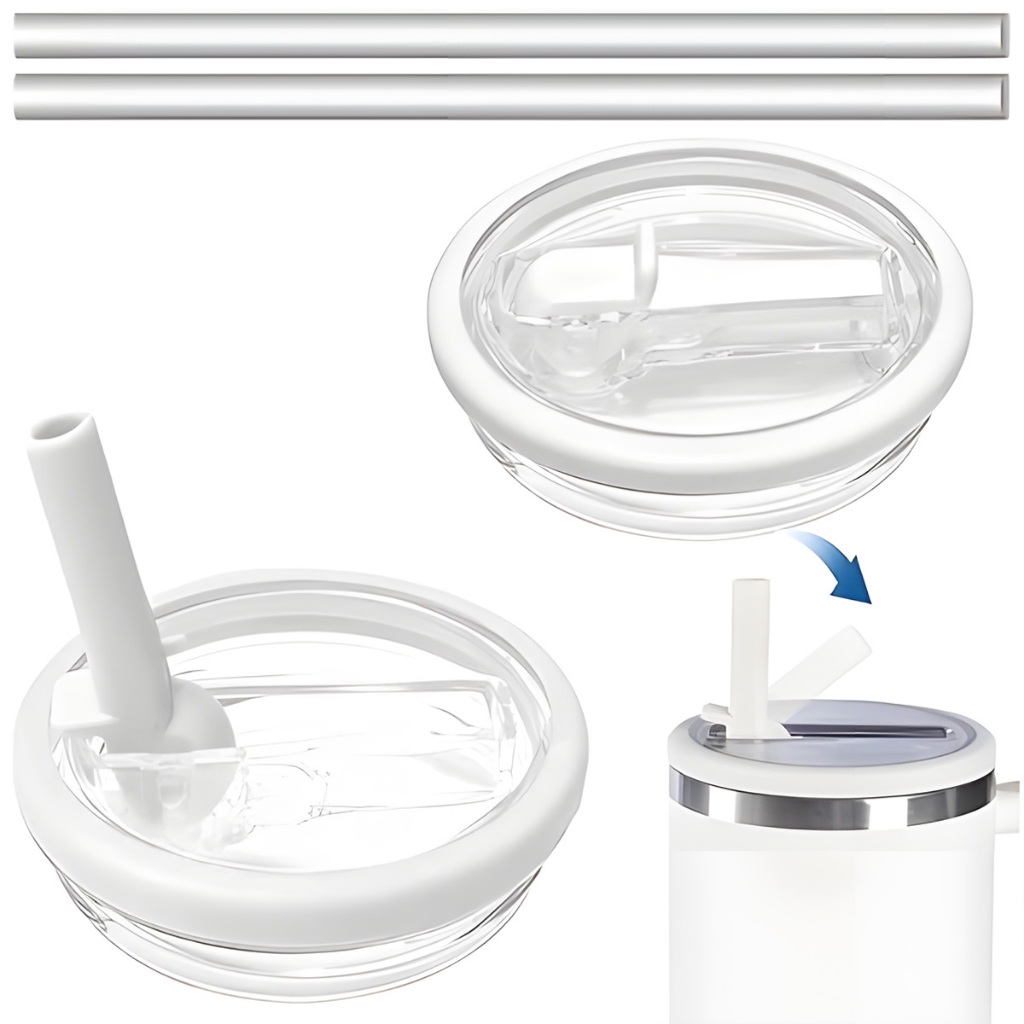 Kit com 1 Tampa Flip e 1 Canudo - Acessórios de Reposição à Prova de Vazamentos para Copos Térmicos 30/40oz