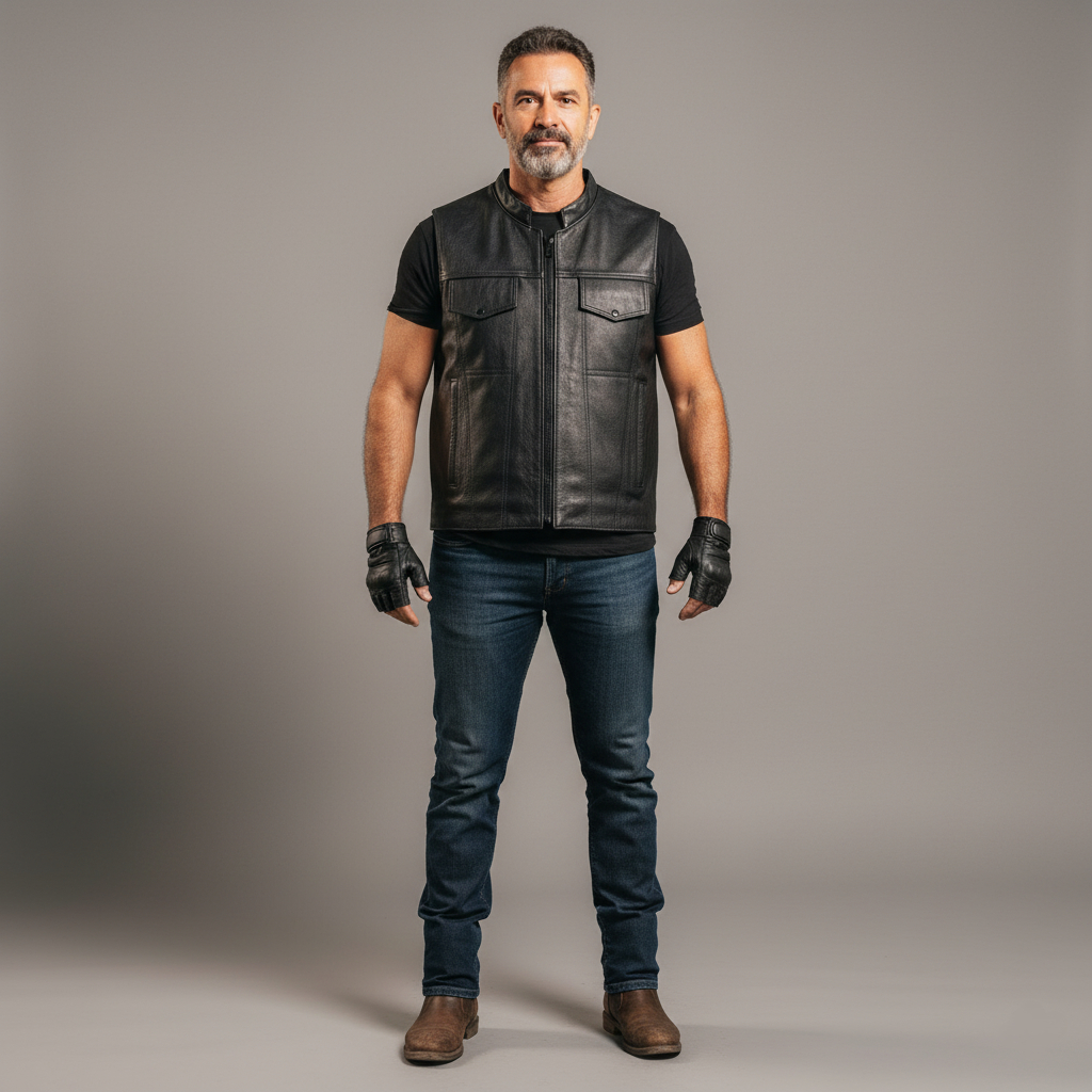 Colete de Couro Legítimo Motociclista 100% Bovino Direto da Fábrica First Racer Legend