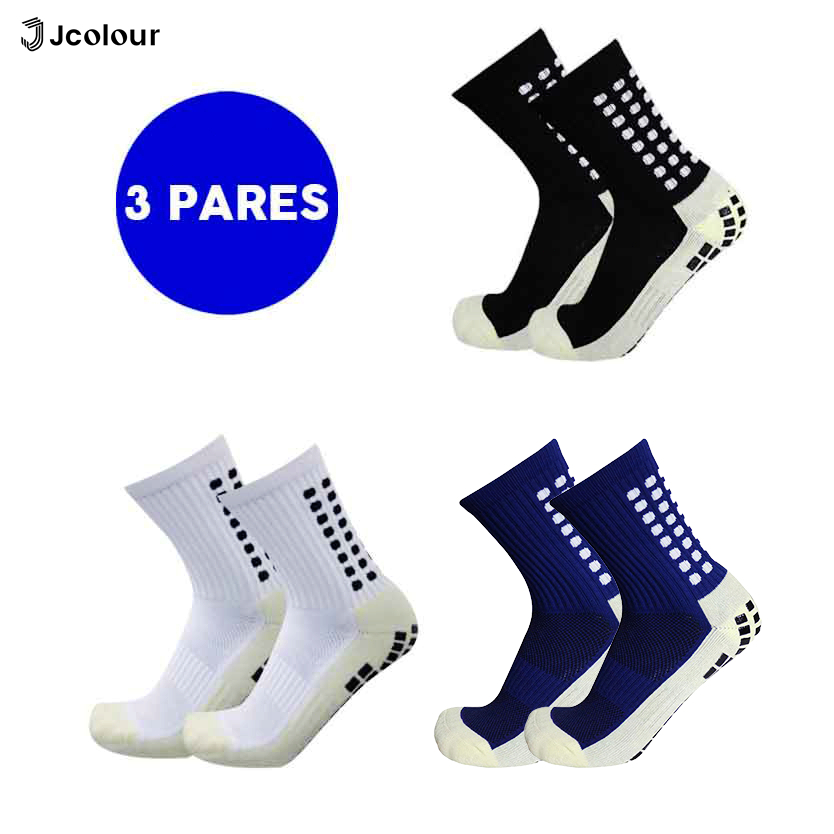 Jcolour Kit 3 Meias Esportivas Futebol Algodão Antiderrapantes De Alta Qualidade A PRONTA ENTREGA