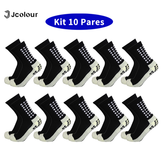 Jcolour Kit 10 Meias Esportivas Futebol Antiderrapantes De Alta Qualidade A PRONTA ENTREGA