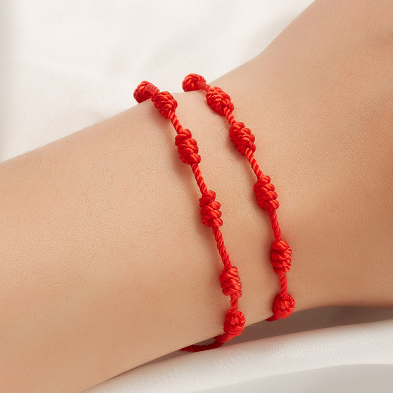 pulseira vermelha 7 nós para sorte Cabala Corda Vermelha Lucky personalizada