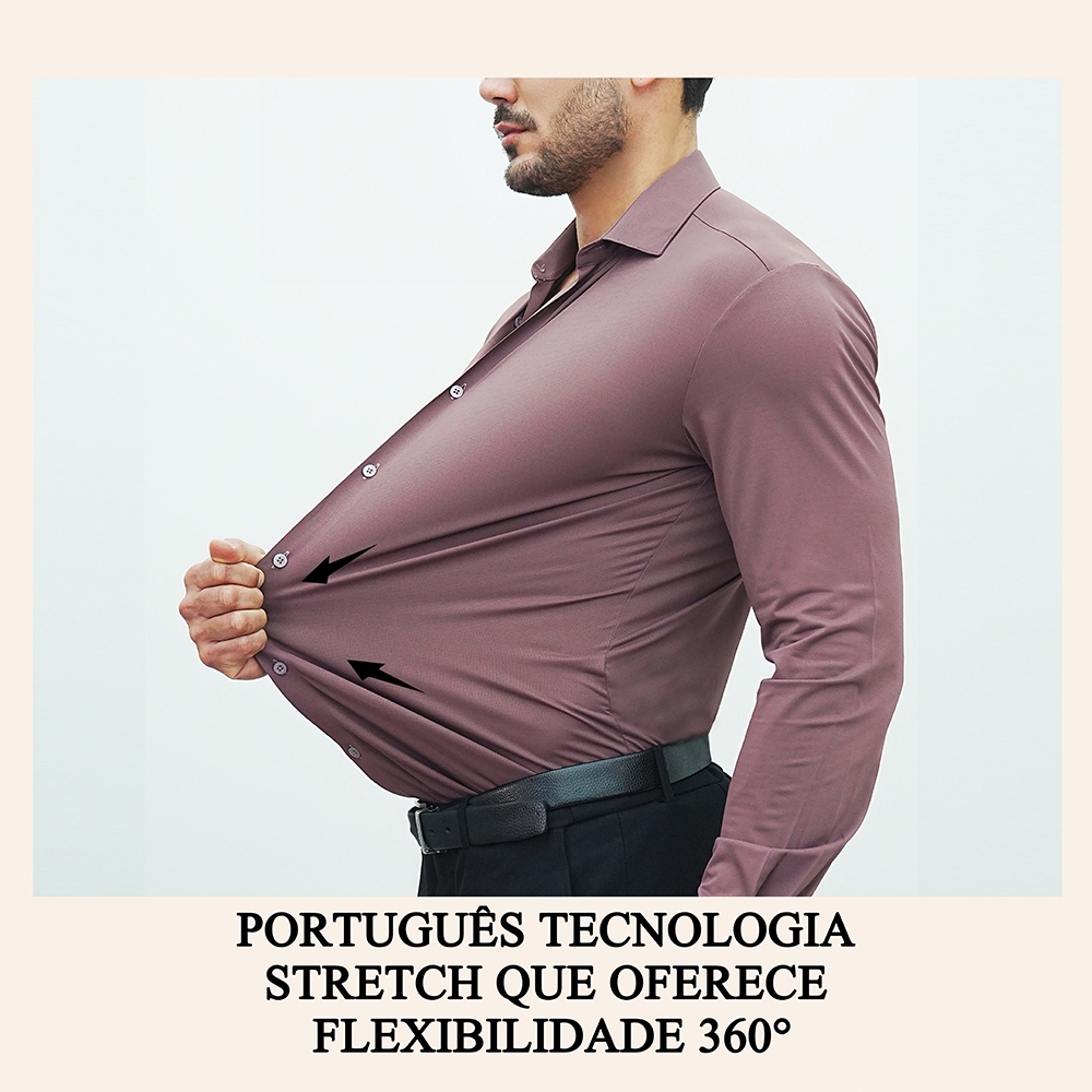 Camisa Social Masculina Slim fit Luxo Elastano Malha, Blusa Xadrez Não Amassa e Respirável Estilosa · foto 2