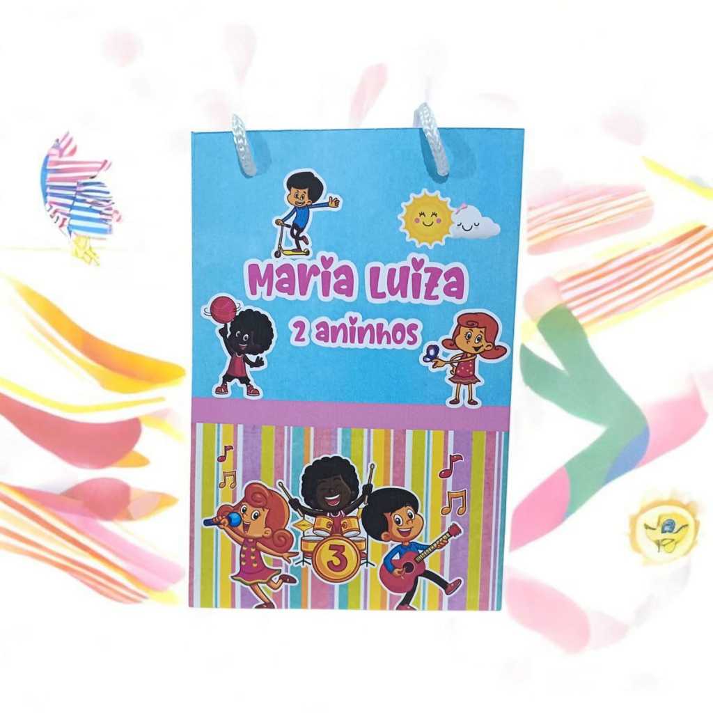 Sacolinha Personalizada com nome e idade 13x20  3 Palavrinhas Menina Festa Aniversário Lembrancinhas