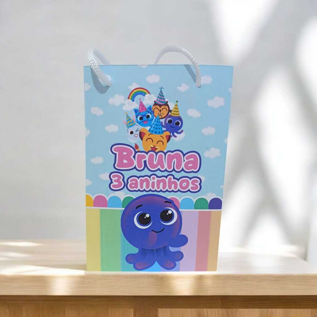 Sacolinha Personalizada com nome e idade 13x20  Bolofofo Menina Festa Aniversário Lembrancinhas