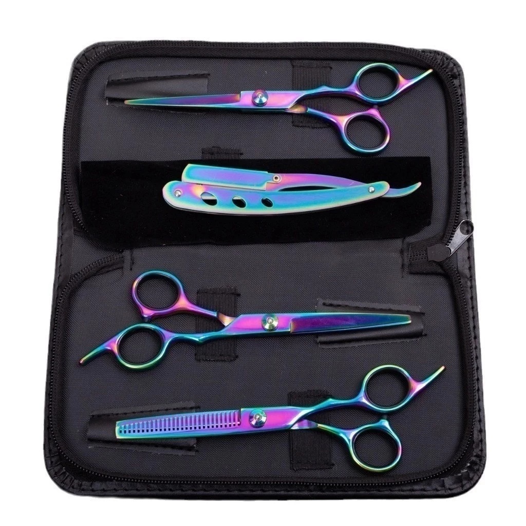 Kit 3 Tesouras Fio Navalha Desfiadeira Profissionais Para Cabeleireiro/Barbeiro em Oferta na Shopee