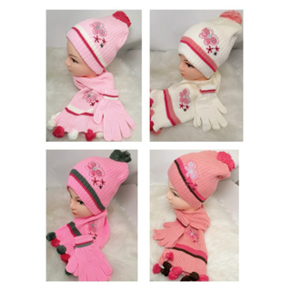 Kit Conjunto Touca cachecol e luva  Gorro Touca Juvenil Menina Menino C-99 em Oferta na Shopee