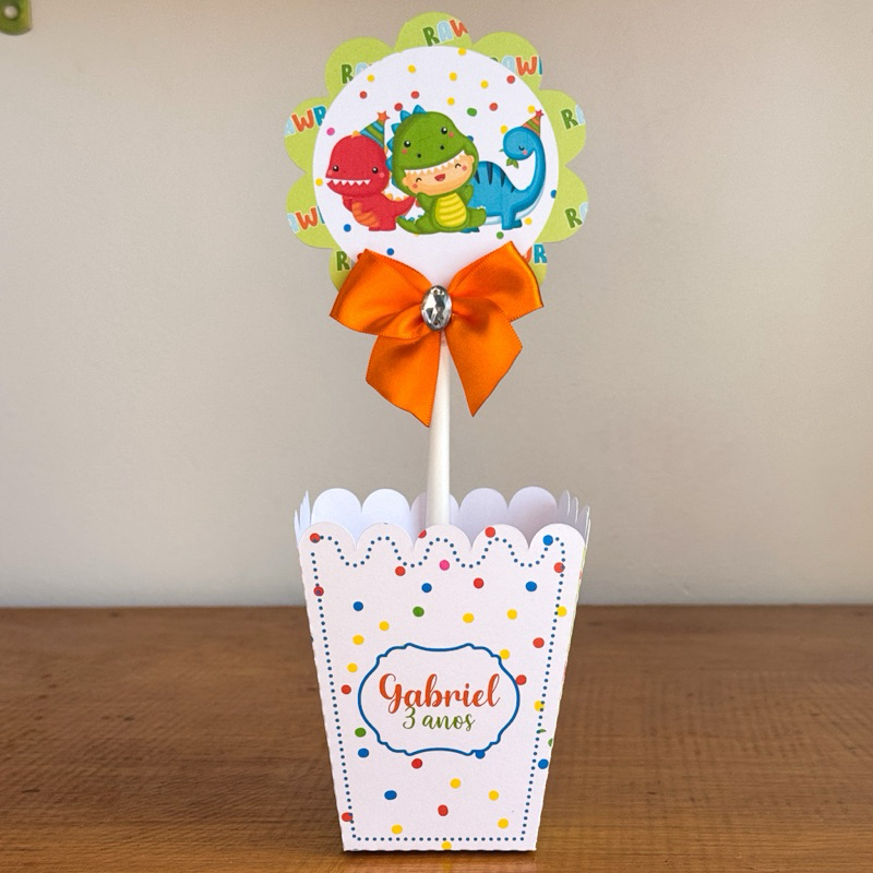 Lembrancinha Festa Dinossauro • Cachepô Personalizado com Nome • Centro de Mesa Infantil • Tema Dino • Pegue e Monte